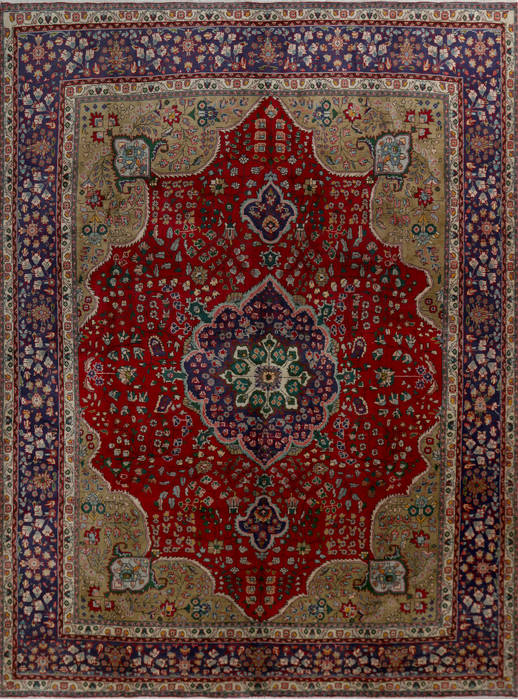 Tabriz Red Hand Knotted 98 X 131  Area Rug 99-111365 Image 0