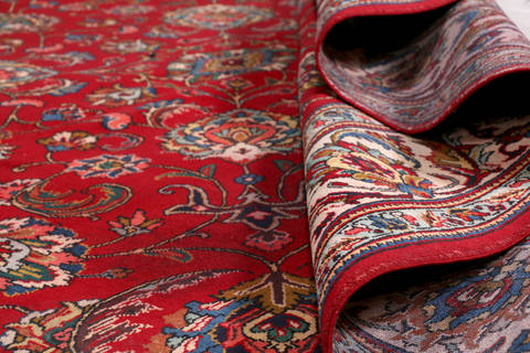 Tabriz Red Square Hand Knotted 100 X 100  Area Rug 99-111366 Image 15