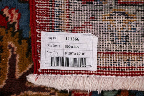 Tabriz Red Square Hand Knotted 100 X 100  Area Rug 99-111366 Image 18