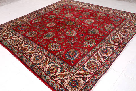 Tabriz Red Square Hand Knotted 100 X 100  Area Rug 99-111366 Image 3