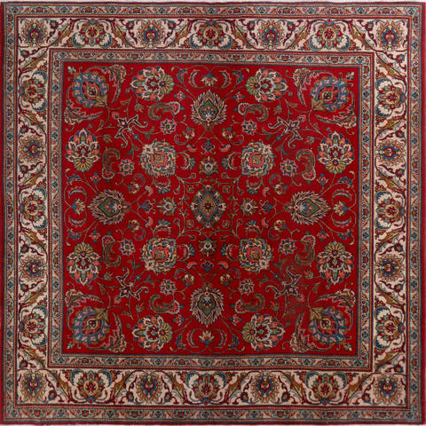 Tabriz Red Square Hand Knotted 100 X 100  Area Rug 99-111366 Image 0