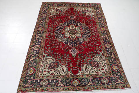 Tabriz Red Hand Knotted 62 X 98  Area Rug 99-111386 Image 1