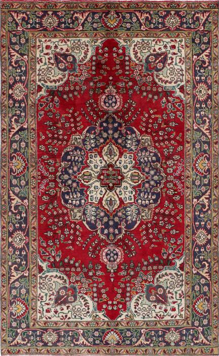 Tabriz Red Hand Knotted 62 X 98  Area Rug 99-111386 Image 0