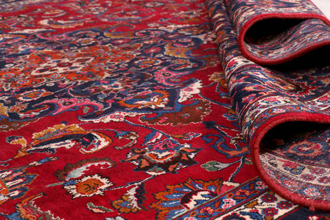Mashad Red Hand Knotted 96 X 131 Area Rug 99-111394 Image 12