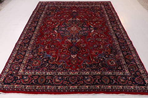 Mashad Red Hand Knotted 96 X 131 Area Rug 99-111394 Image 2