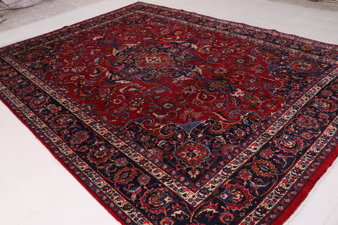 Mashad Red Hand Knotted 96 X 131 Area Rug 99-111394 Image 3