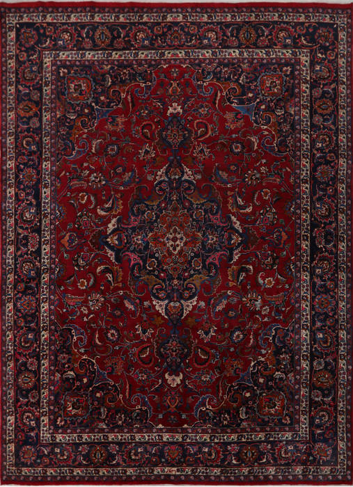 Mashad Red Hand Knotted 96 X 131 Area Rug 99-111394 Image 0