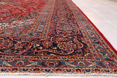 Kashan Red Hand Knotted 99 X 131 Area Rug 99-111401 Image 11