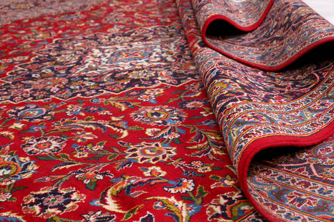 Kashan Red Hand Knotted 99 X 131 Area Rug 99-111401 Image 12