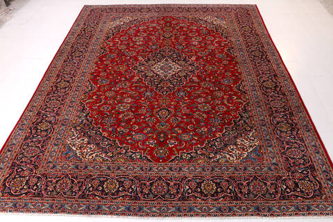Kashan Red Hand Knotted 99 X 131 Area Rug 99-111401 Image 2