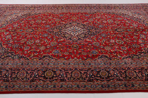 Kashan Red Hand Knotted 99 X 131 Area Rug 99-111401 Image 4
