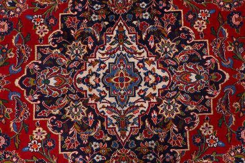 Kashan Red Hand Knotted 99 X 131 Area Rug 99-111401 Image 5