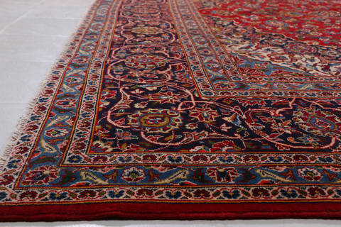 Kashan Red Hand Knotted 99 X 131 Area Rug 99-111401 Image 9
