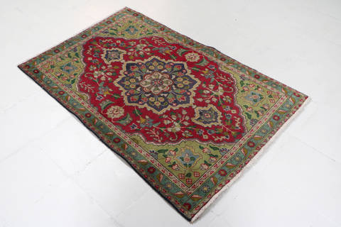 Tabriz Red Hand Knotted 32 X 49  Area Rug 99-111422 Image 2