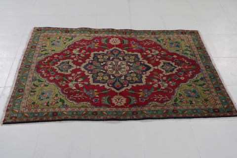 Tabriz Red Hand Knotted 32 X 49  Area Rug 99-111422 Image 4