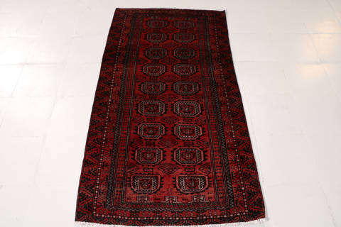 Baluch Red Hand Knotted 30 X 59 Area Rug 99-111540 Image 1