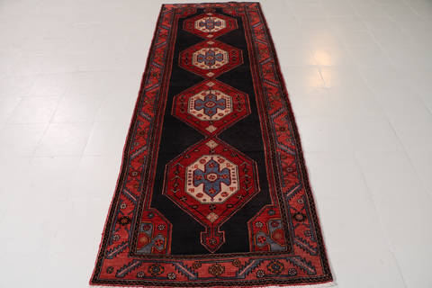 Zanjan Blue Runner Hand Knotted 33 X 99 Area Rug 99-111561 Image 3