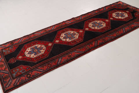 Zanjan Blue Runner Hand Knotted 33 X 99 Area Rug 99-111561 Image 4