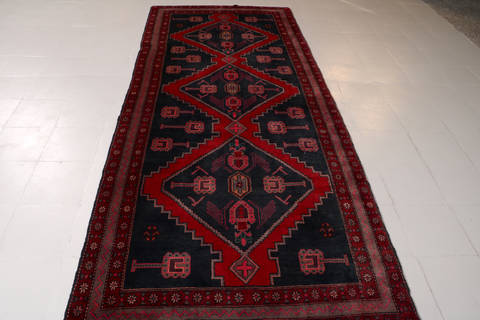 Zanjan Blue Runner Hand Knotted 47 X 110 Area Rug 99-111624 Image 1