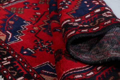 Hamedan Red Square Hand Knotted 48 X 410 Area Rug 99-111636 Image 13