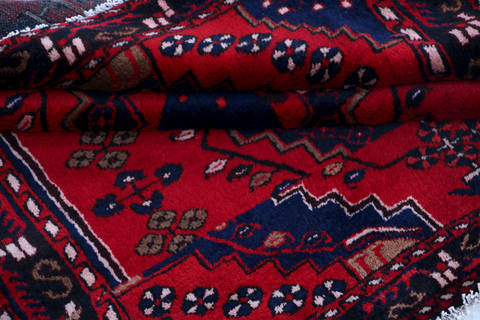 Hamedan Red Square Hand Knotted 48 X 410 Area Rug 99-111636 Image 14