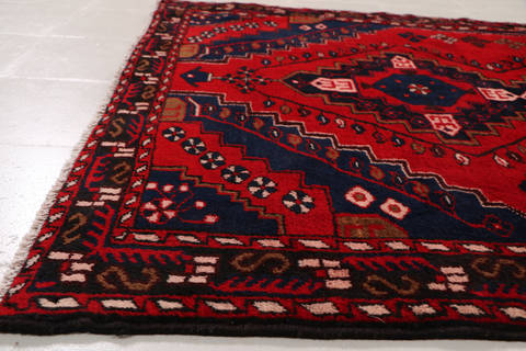 Hamedan Red Square Hand Knotted 48 X 410 Area Rug 99-111636 Image 18