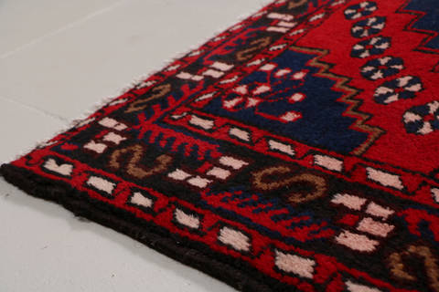 Hamedan Red Square Hand Knotted 48 X 410 Area Rug 99-111636 Image 19
