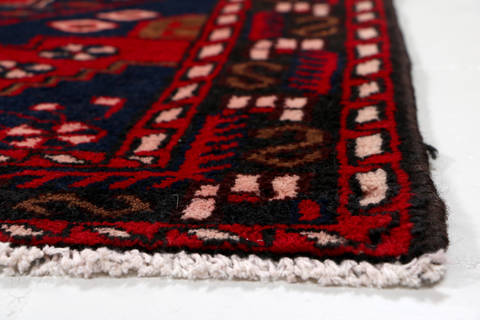 Hamedan Red Square Hand Knotted 48 X 410 Area Rug 99-111636 Image 22