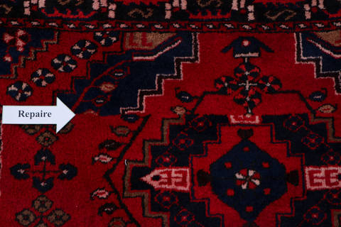 Hamedan Red Square Hand Knotted 48 X 410 Area Rug 99-111636 Image 25
