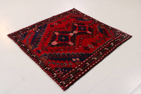 Hamedan Red Square Hand Knotted 48 X 410 Area Rug 99-111636 Image 4