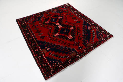 Hamedan Red Square Hand Knotted 48 X 410 Area Rug 99-111636 Image 5