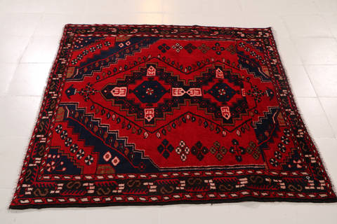 Hamedan Red Square Hand Knotted 48 X 410 Area Rug 99-111636 Image 7