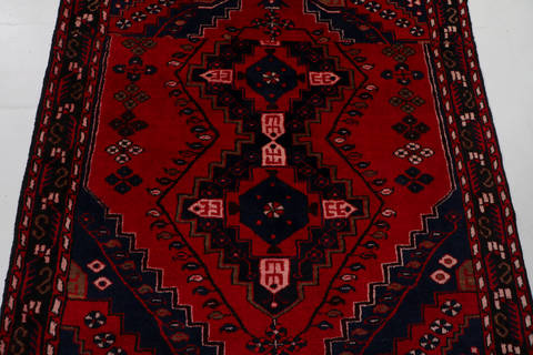 Hamedan Red Square Hand Knotted 48 X 410 Area Rug 99-111636 Image 9
