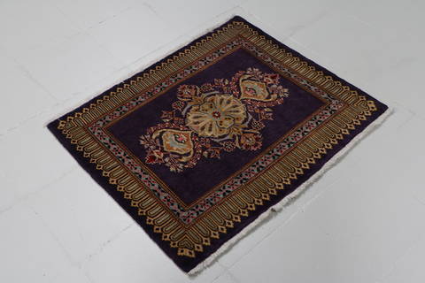 Tabriz Blue Square Hand Knotted 27 X 32  Area Rug 99-111648 Image 4