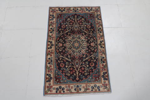 Kerman Blue Hand Knotted 110 X 30 Area Rug 99-111665 Image 1