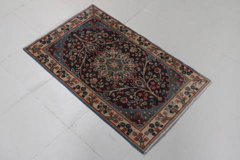 Kerman Blue Hand Knotted 110 X 30 Area Rug 99-111665 Image 2
