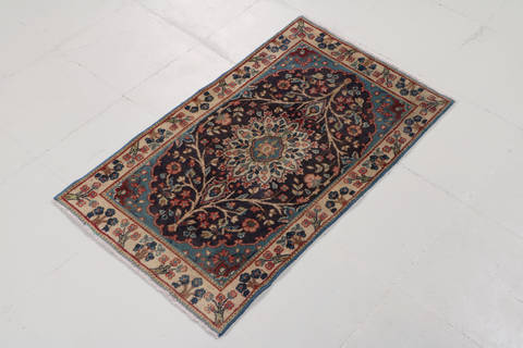 Kerman Blue Hand Knotted 110 X 30 Area Rug 99-111665 Image 3