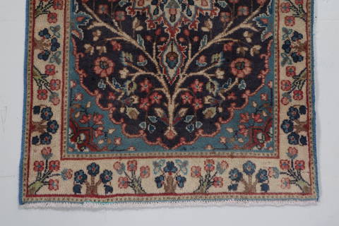 Kerman Blue Hand Knotted 110 X 30 Area Rug 99-111665 Image 5
