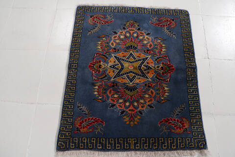 Tabriz Blue Hand Knotted 24 X 28  Area Rug 99-111689 Image 1