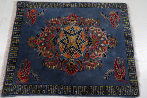 Tabriz Blue Hand Knotted 24 X 28  Area Rug 99-111689 Image 2
