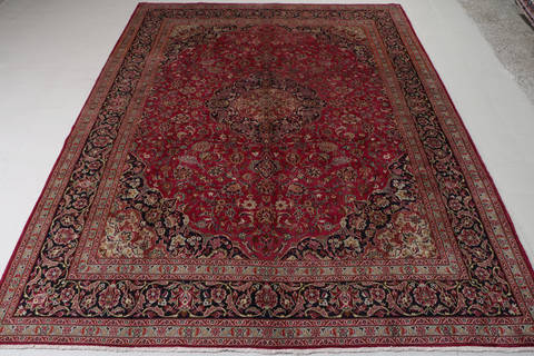 Mashad Red Hand Knotted 99 X 1210 Area Rug 99-111705 Image 1