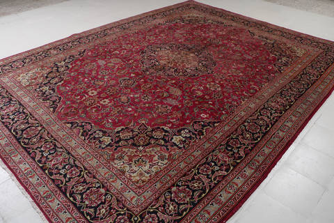 Mashad Red Hand Knotted 99 X 1210 Area Rug 99-111705 Image 2