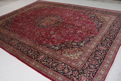 Mashad Red Hand Knotted 99 X 1210 Area Rug 99-111705 Image 3