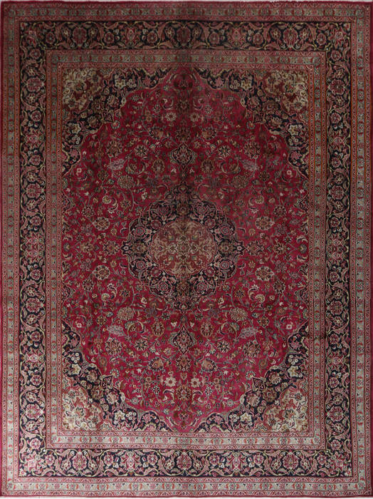 Mashad Red Hand Knotted 99 X 1210 Area Rug 99-111705 Image 0