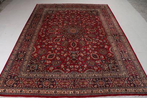 Mashad Red Hand Knotted 99 X 130 Area Rug 99-111720 Image 1
