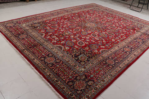 Mashad Red Hand Knotted 99 X 130 Area Rug 99-111720 Image 3