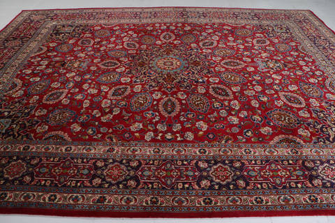 Mashad Red Hand Knotted 99 X 130 Area Rug 99-111720 Image 4