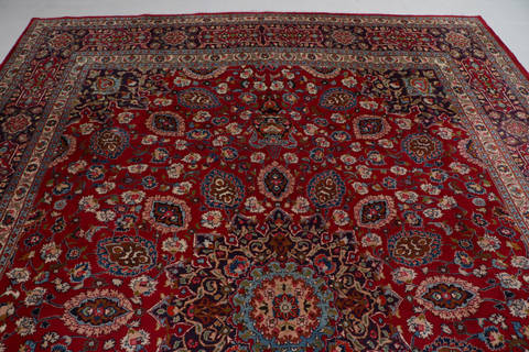 Mashad Red Hand Knotted 99 X 130 Area Rug 99-111720 Image 5
