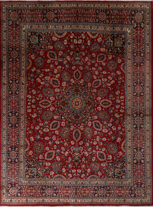 Mashad Red Hand Knotted 99 X 130 Area Rug 99-111720 Image 0