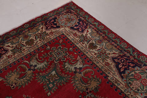 Tabriz Red Square Hand Knotted 104 X 104  Area Rug 99-111723 Image 6